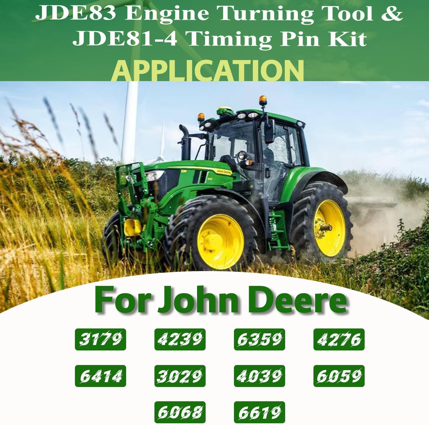 Engine Turning Tool & Timing Pin Kit Alt JDE83 JDE81-4 for John Deere 3179 4239