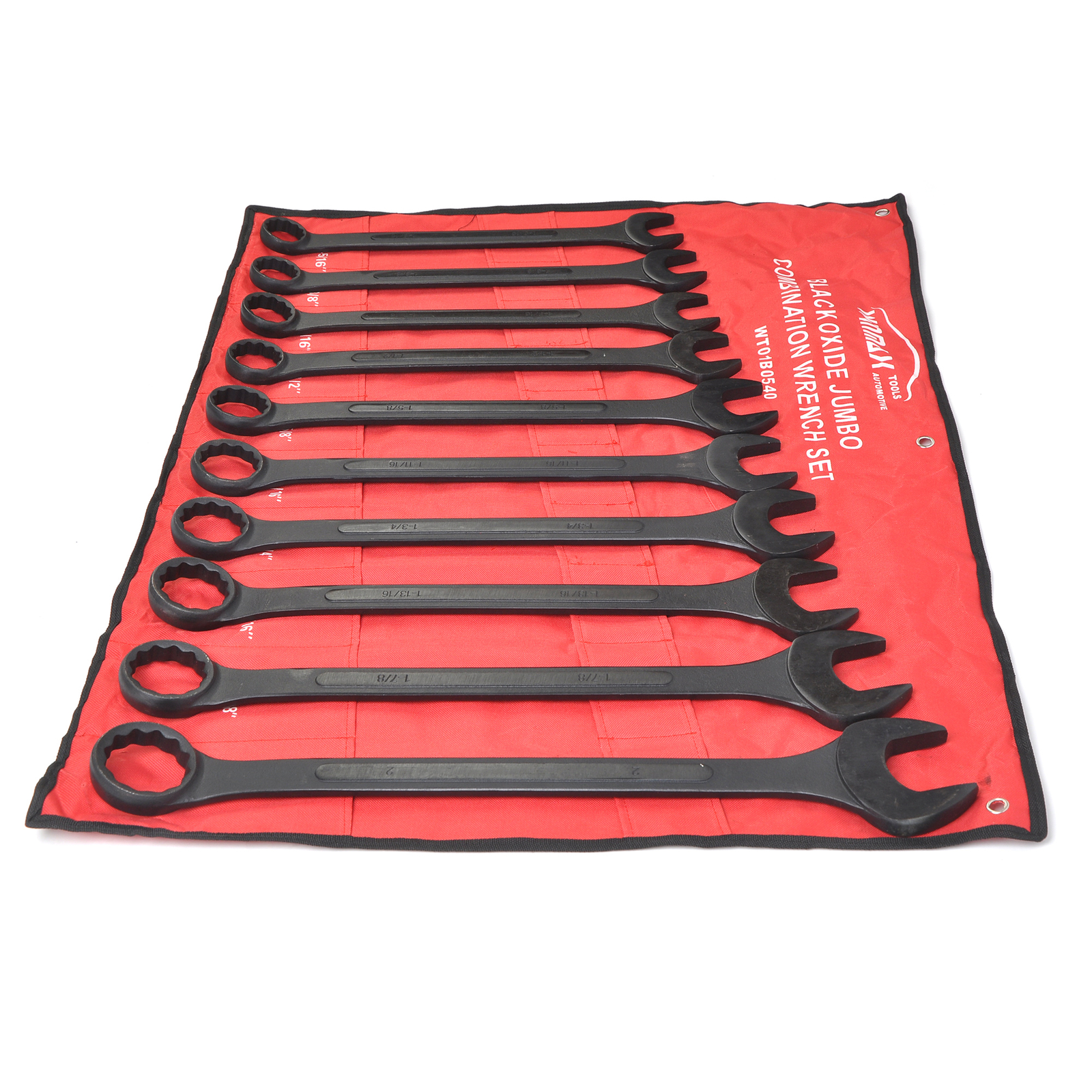 1-5/16″ – 2″ SAE Black-Oxide Jumbo Combo Wrench Set Heat-treated Steel Tool 10PC