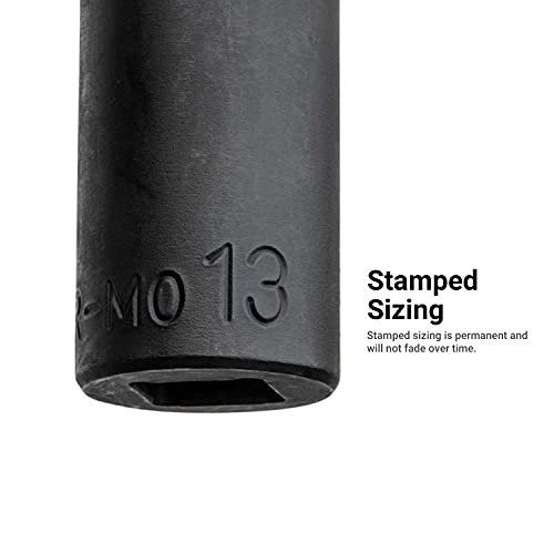15-Piece Metric Semi-Deep Impact Socket Set, 3/8″ Drive, 8-22mm, Durable Tool Ki
