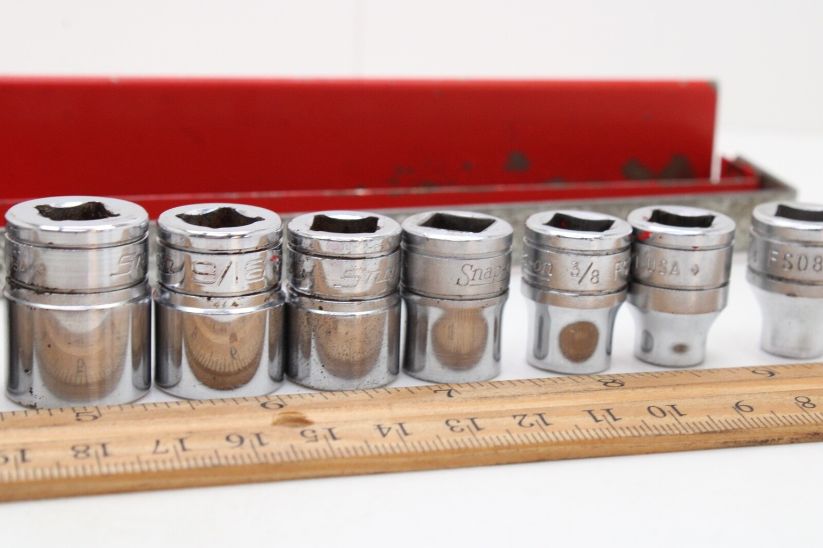 Snap On FS081-FS281 1/4″-78″ 3/8″ Drive 6 Point 11 Piece Shallow Sockets Set USA