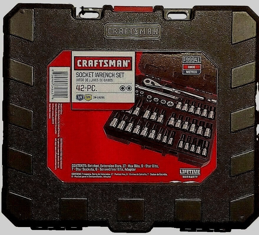 Craftsman 42 PC Piece 1/4 & 3/8 Drive Hex Screwdriver Torx Bit Socket Wrench Set