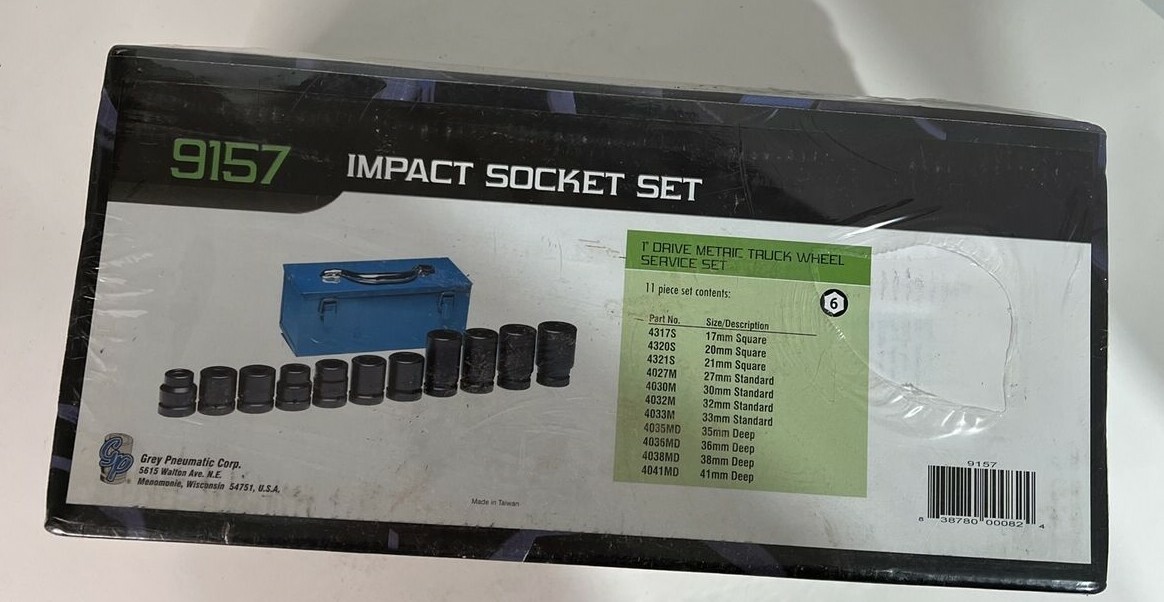 Grey Pneumatic 9157 1″ DR 6 PT Metric Wheel Service Socket Set 11 Piece W/Case