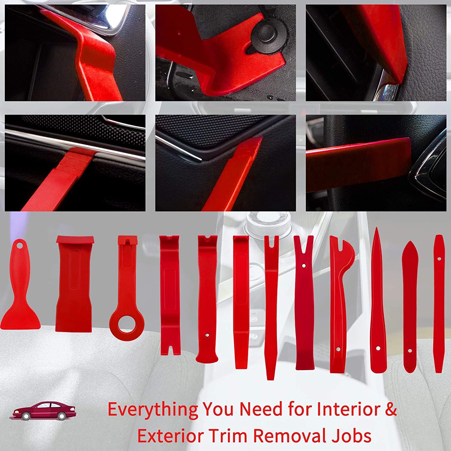 12Pcs Trim Removal Pry Tool Set for Car Radio Panel Door Dash Clip Fasteners US
