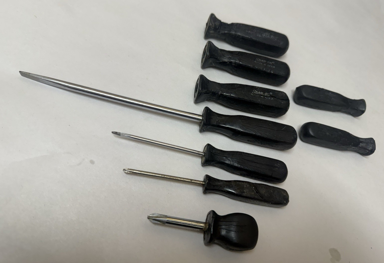 Damaged 9 pc Lot Snap-On USA Black Hard Handle Screwdriver Stubby Phillips SSD