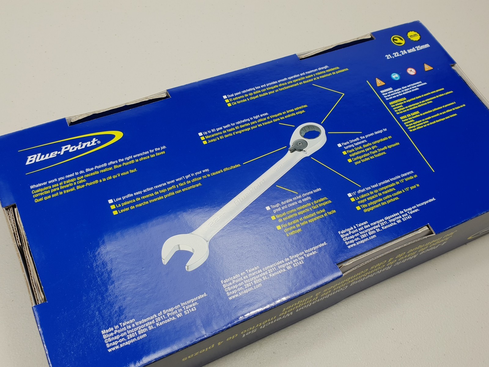 Blue Point 21-25mm Ratchet Spanner Set BOERM704 – As sold by Snap On.