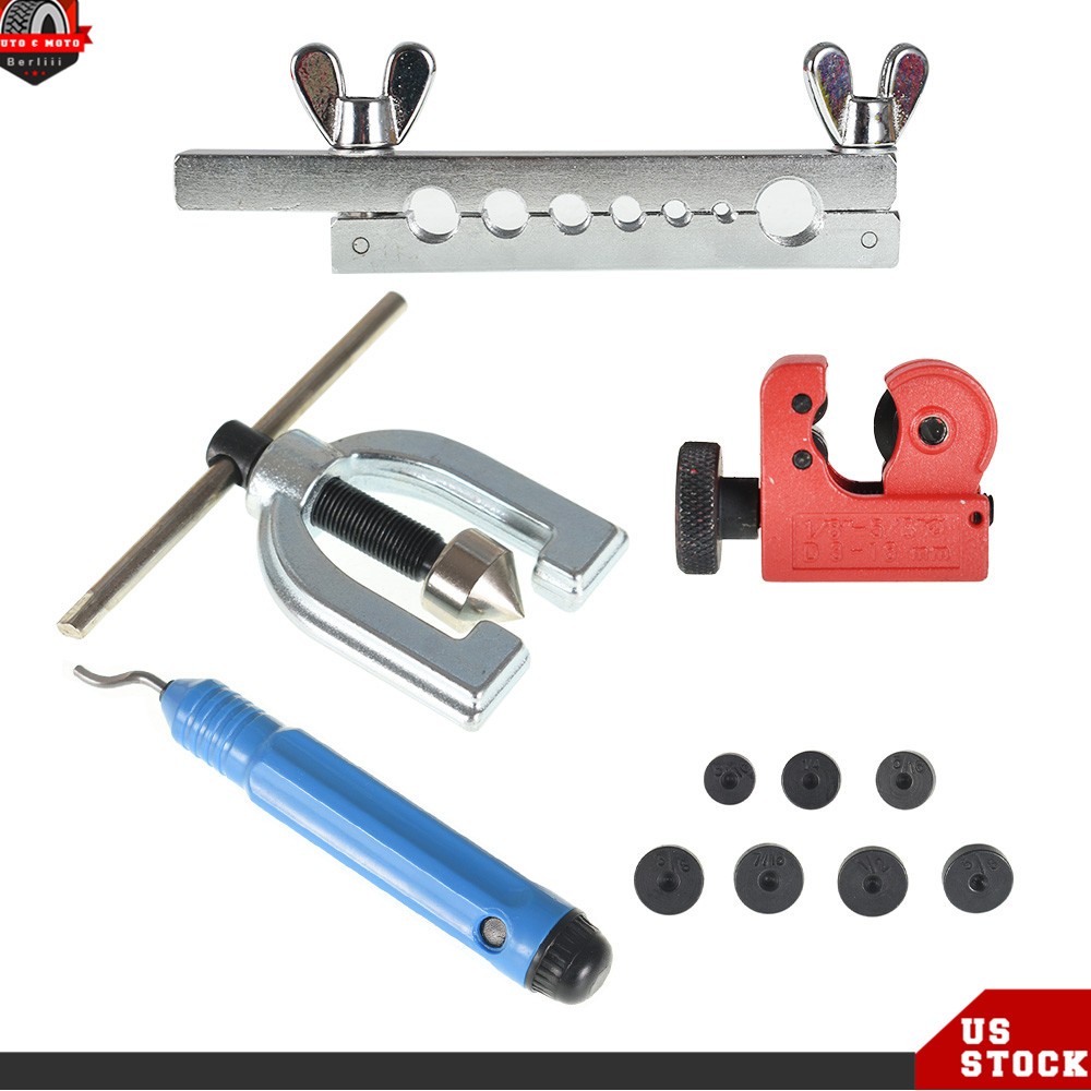Double Flaring Brake Line Tool Kit Tubing Car Truck Tool Mini Cutter SAE/Metric