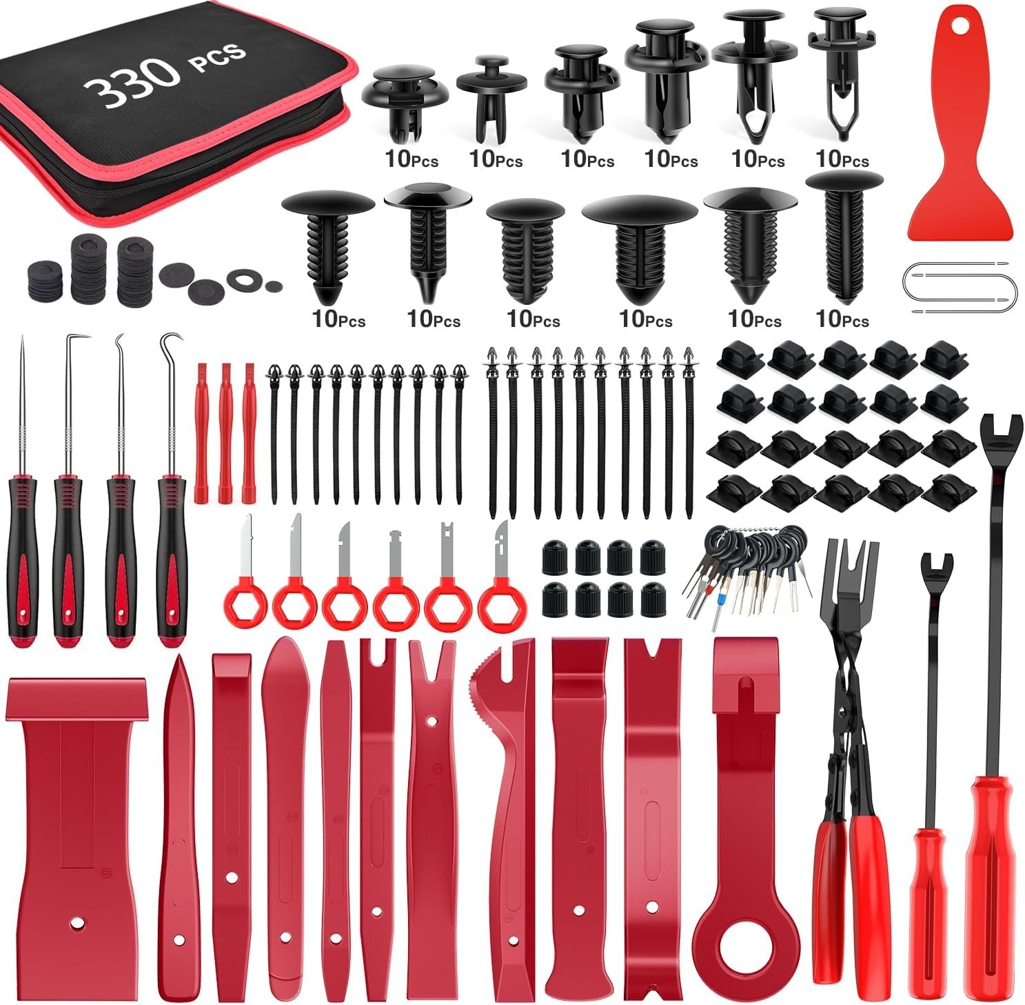 Ultimate 330-Piece Trim Removal Tool Kit – Multi-Functional & Portable Red Set