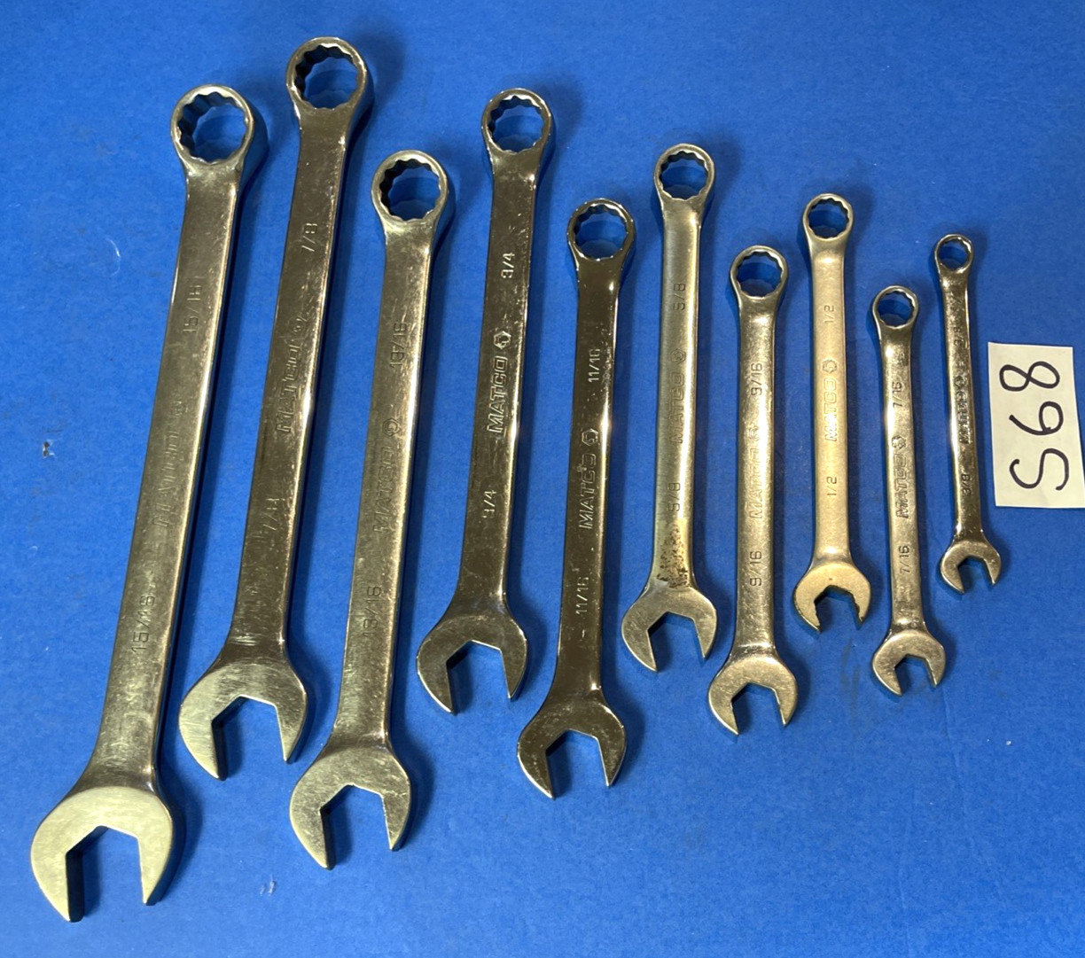 MATCO TOOLS 10 PIECE SAE. COMBINATION WRENCH SET 12 POINT 3/8 TO 15/16 INCH
