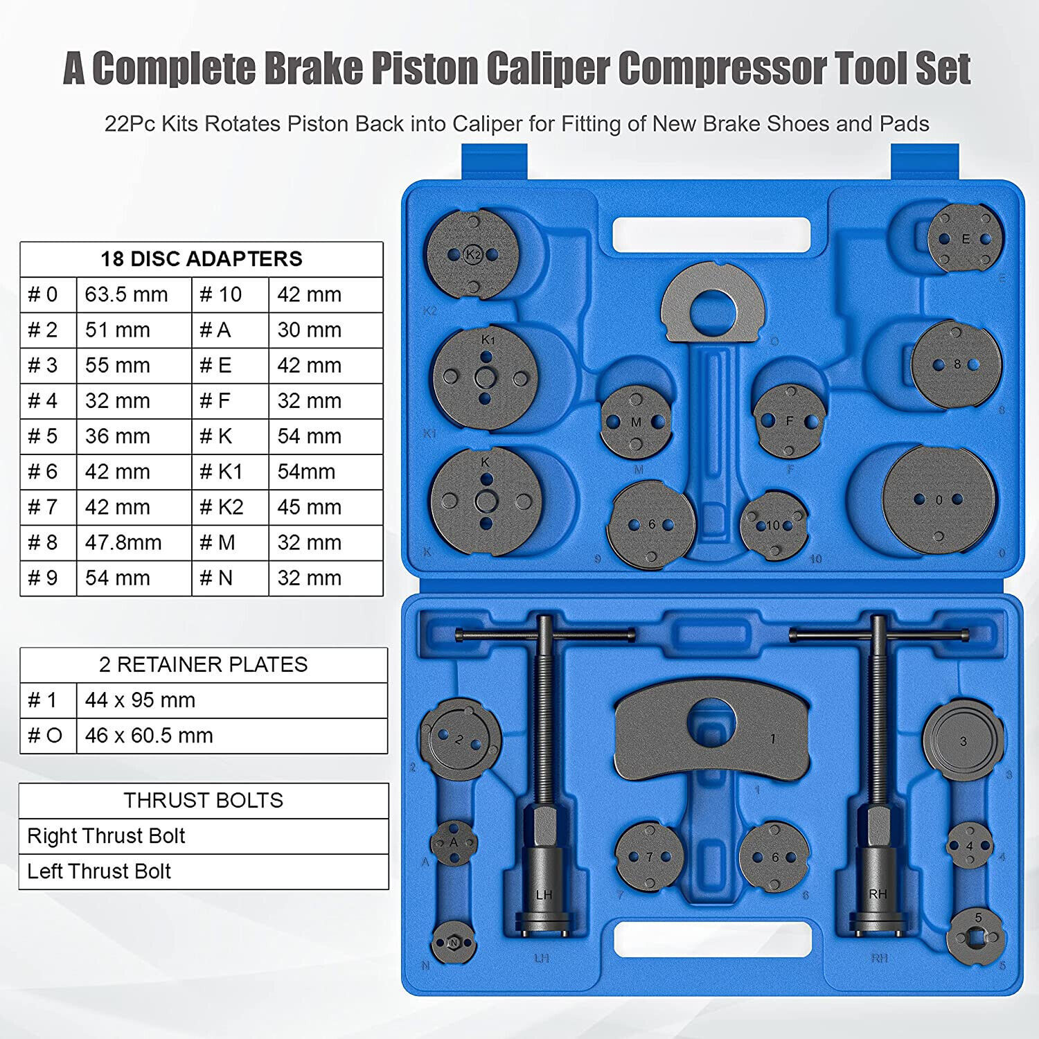 27Pcs Universal Disc Brake Caliper Tool Piston Pad Wind Back Hand Kit W/ Hooks