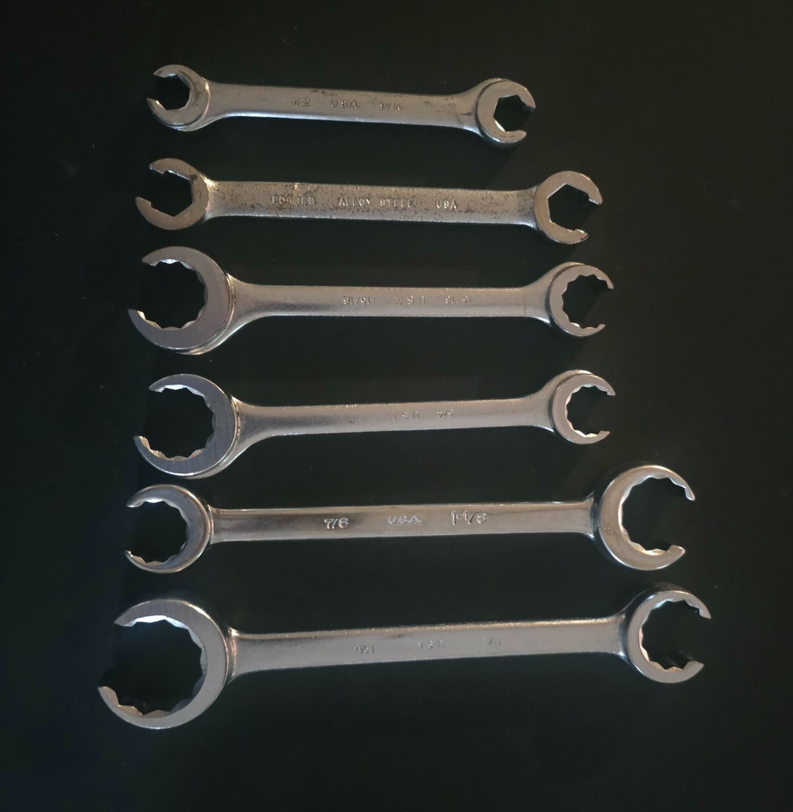 Duro‑Indestro USA Open‑End Wrench Lot – 5pc – 369 371B 371 372 373 – Large SAE S