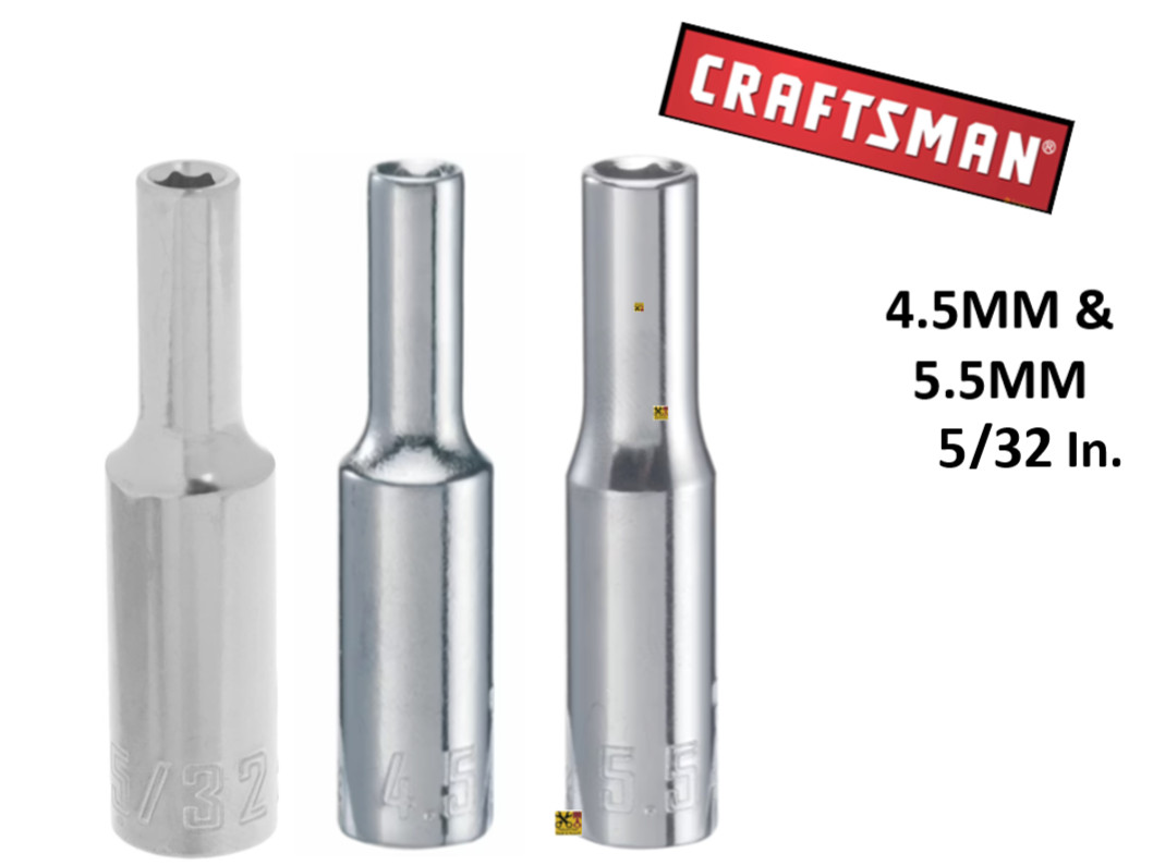 New Craftsman 4.5MM, 5.5MM, 5/32 In. 6 Point 1/4″ Drive 3pc Deep Socket Set CMMT