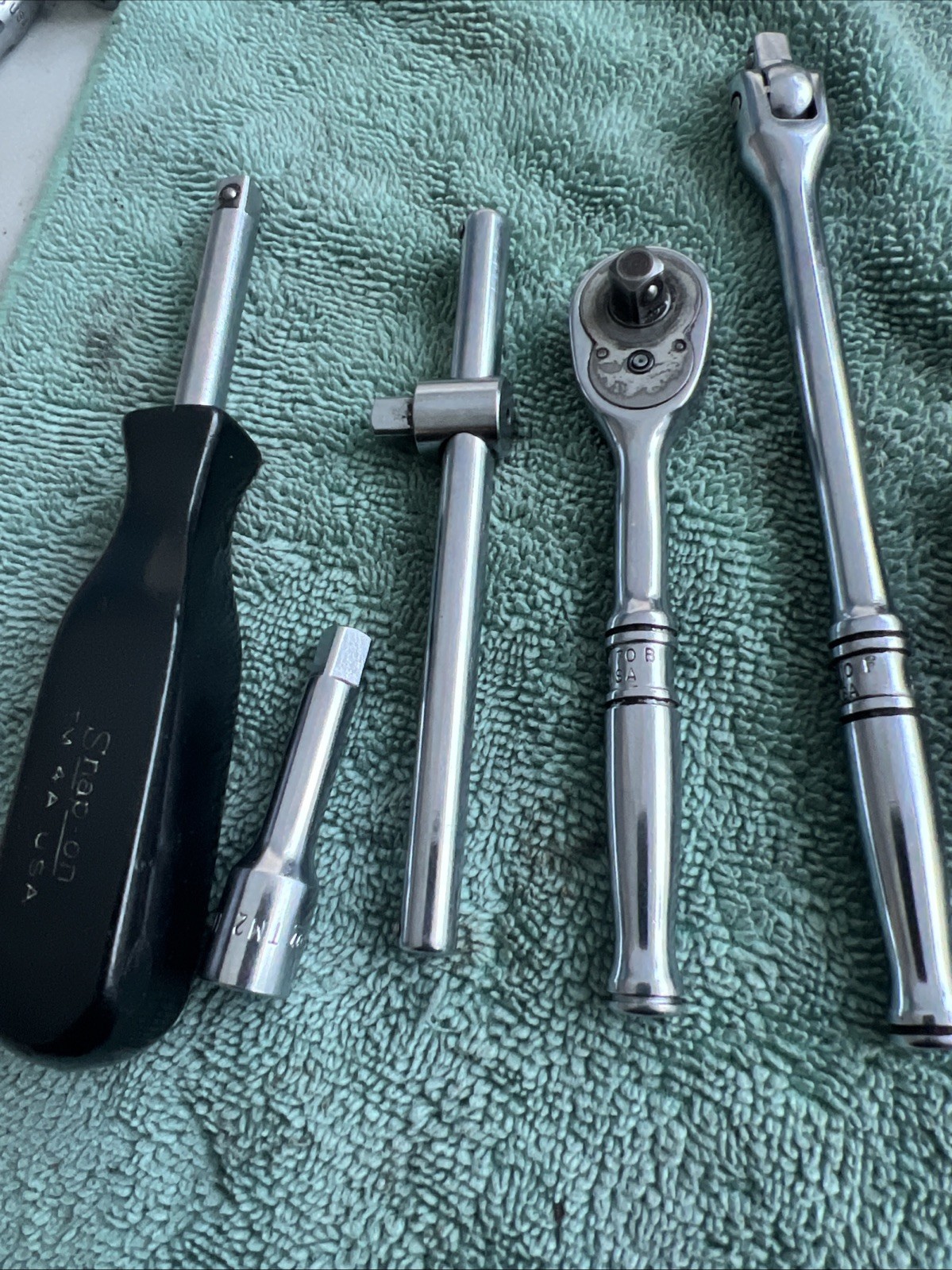 Snap On Tools 9 Pieces 1/4″ Ratchet & Breaker Bar Set USA MADE TM70B TM10F TM5
