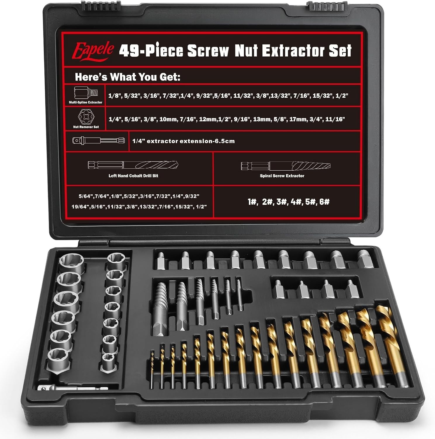 Precision 49pcs Golden Drill Bit Set – Bolt Extractor