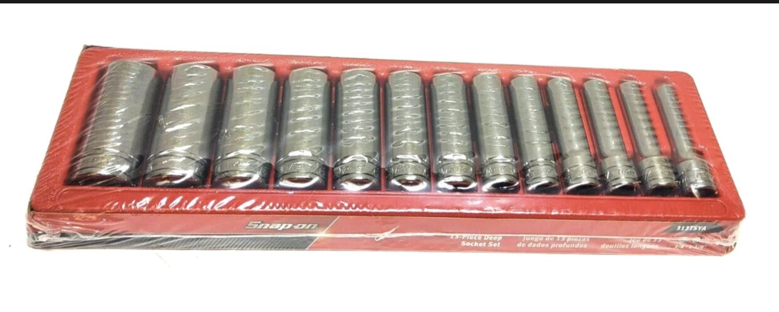 NEW Snap-on™ 1/2″ drive 6-point DEEP socket SET 3/8″ thru 1 1/8″ 313TSYA Unused