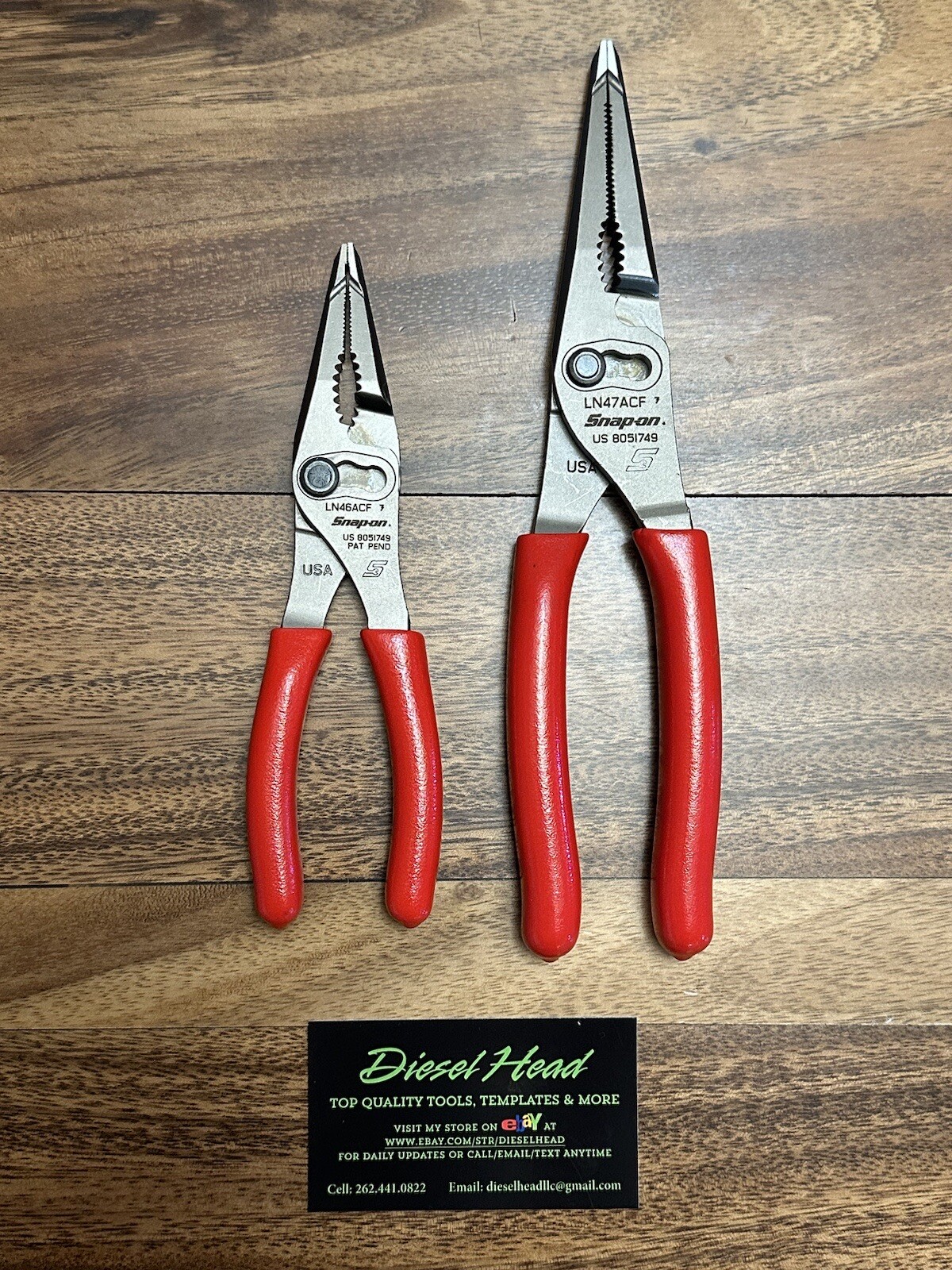 *NEW* Snap On LN47ACF & LN46ACF Needle Nose/Slip-Joint Combination RED Plier Set