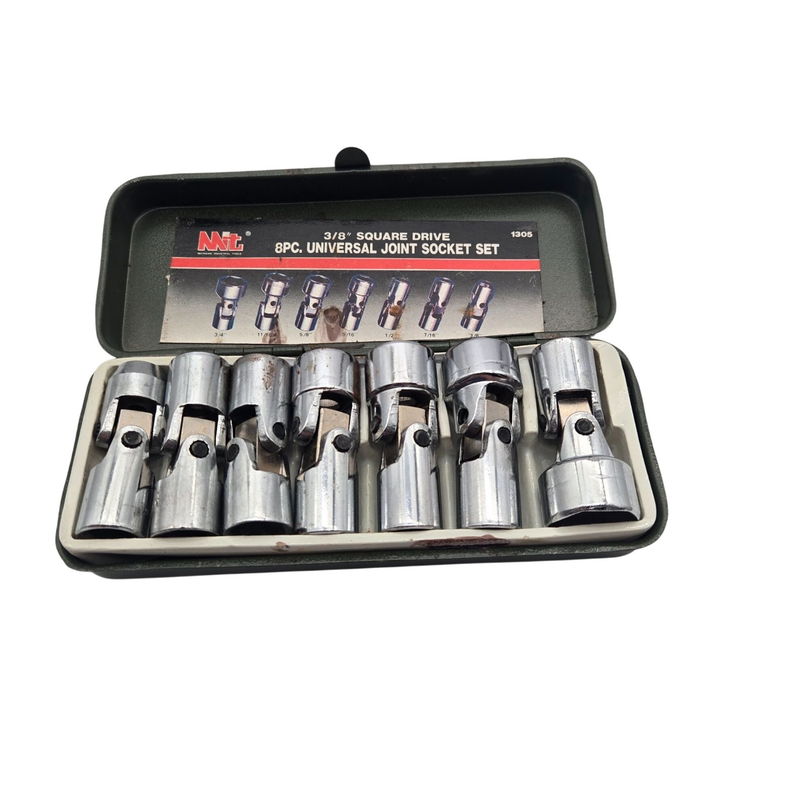 MIT 3/8 Square Drive 8pc Universal Joint Socket Set 3/8in To 3/4in