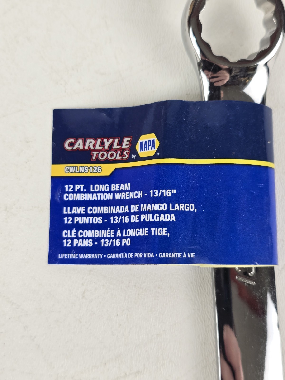 NAPA Carlyle SAE Combination Wrench 12 Pt 13/16″ CWLNS126 Polish Chrome Non Slip