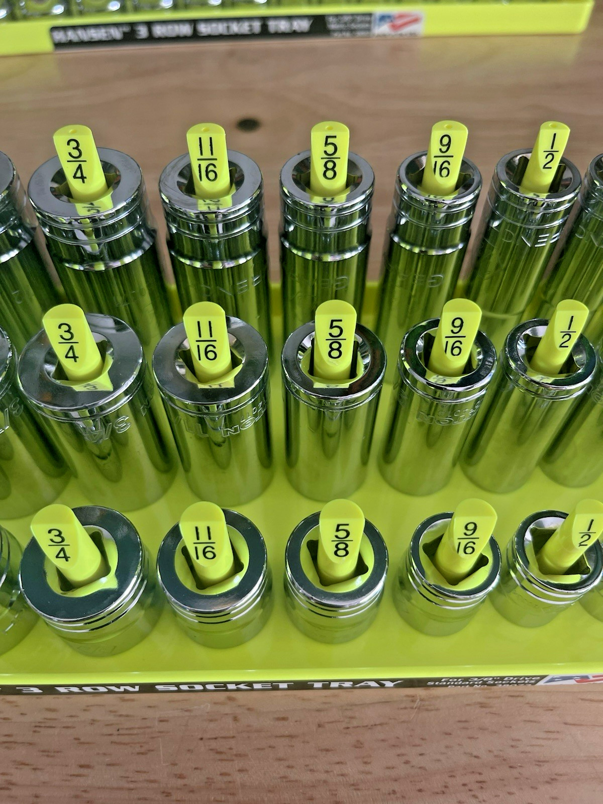 GearWrench 3/8” Metric & SAE Shallow Mid Deep 6 pt Sockets w/ Hansen Trays