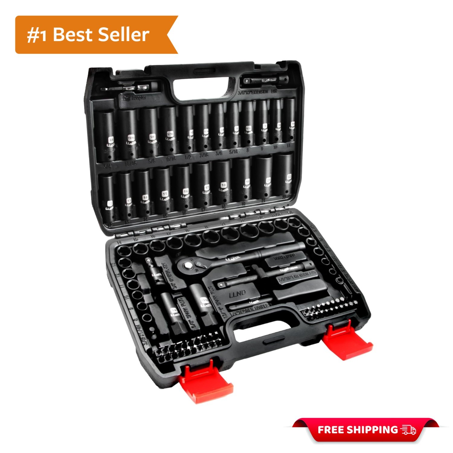 Impact Socket Set 3/8 Drive,95Pcs Deep&Shallow Socket Wrench Set,6 Point Metr…