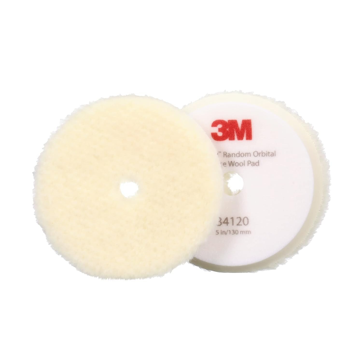 3MÖ Perfect-itÖ Random Orbital Wool Compounding Pad 34120, Coarse, White, 5 in