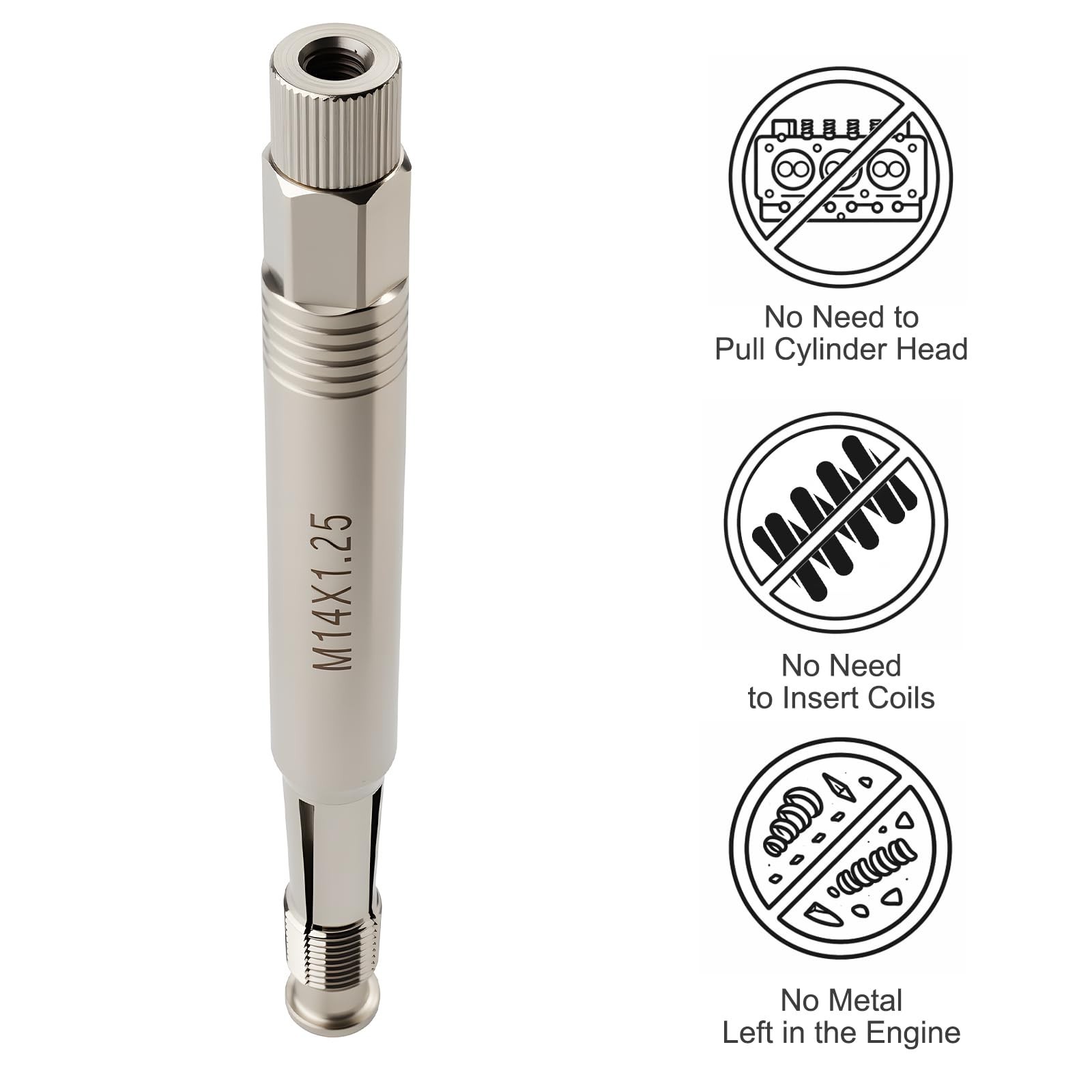 M14x1.25 Spark Plug Thread Repair Tool 2-Pack – Chaser for Stripped Holes, No He
