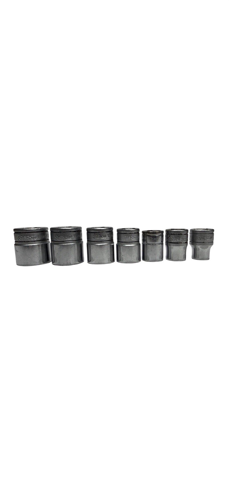 Snap-on 3/8” Drive Metric Shallow Socket Set 7pc FSM 6pt 9-19mm USA Flank Drive