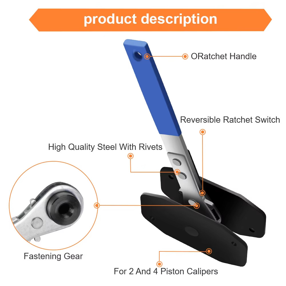 Car Ratchet Brake Piston Wrench Spreader Caliper Pad Install Tool Press Ratchet