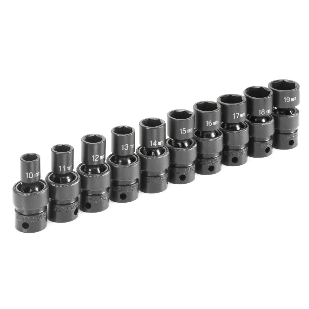 Grey Pneumatic 1210UM 3/8″ Dr 10 Pc Metric Universal Swivel Impact Socket Set 10