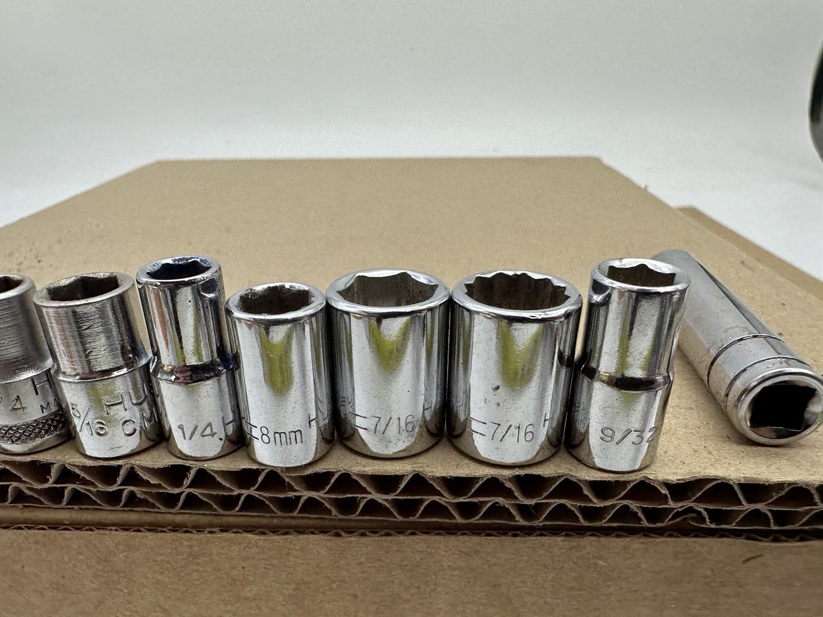 Set Lot of 11 Mixed Husky USA SAE Metric 1/4″ Drive Sockets Assorted Sizes