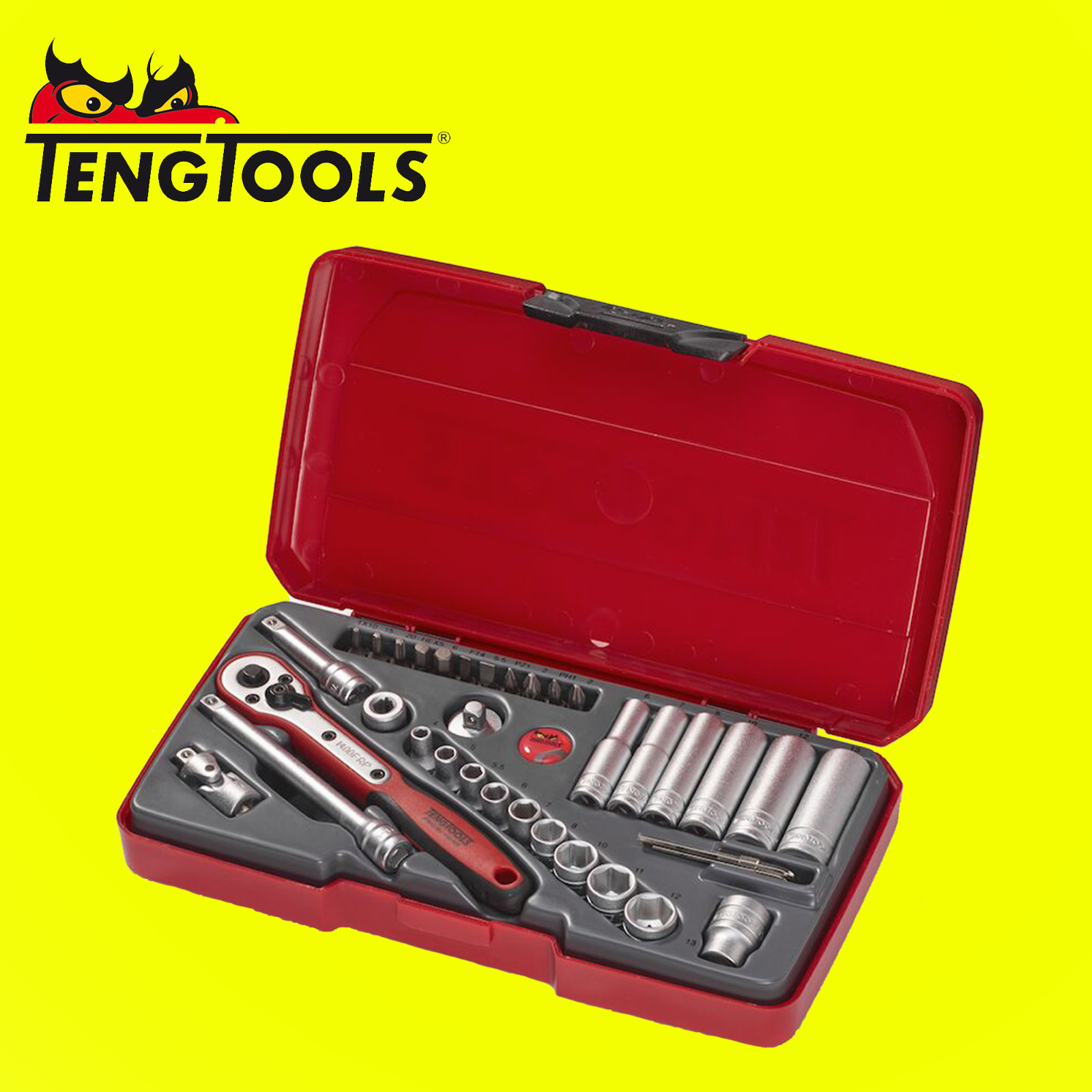 TengTools T1436 1/4″ Socket Set 6 pt 36 Pieces