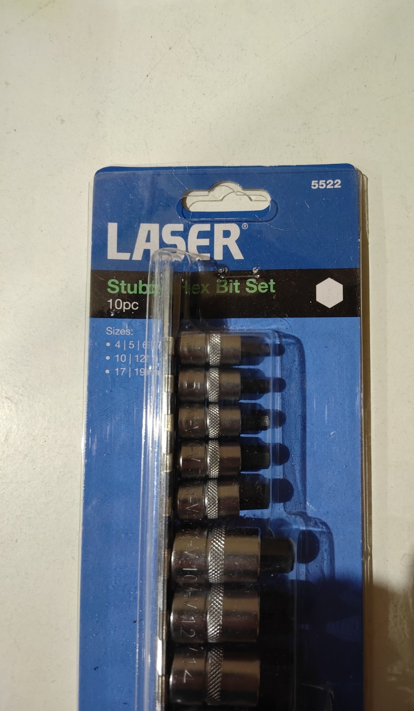 10 Piece Hex Socket Bit Set 1/4″D, 3/8″D, 1/2″D Laser 5522