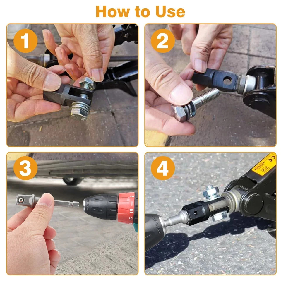 1/2 Inch Car Scissor Jack Adapter Chrome Vanadium Steel Drive Impact Wrench Tool