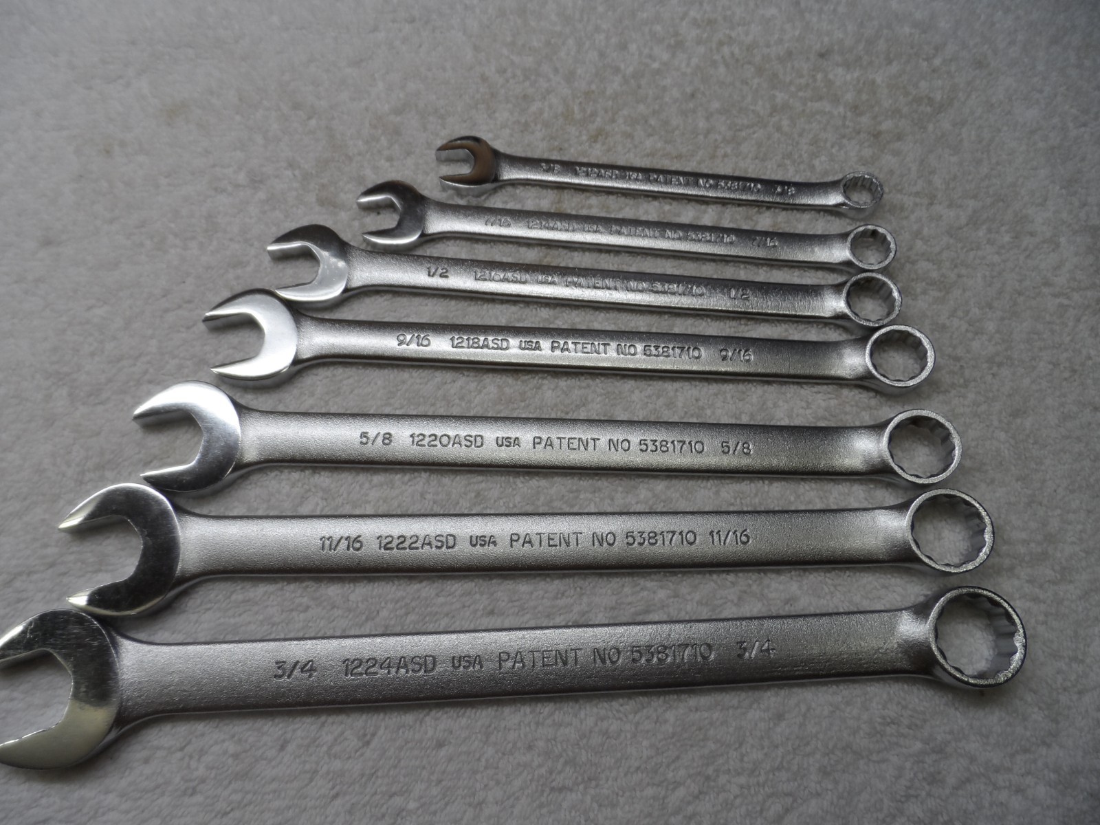 Proto Anti-Slip Design Standard SAE Combination Wrench Set USA 12pt – 7 pcs