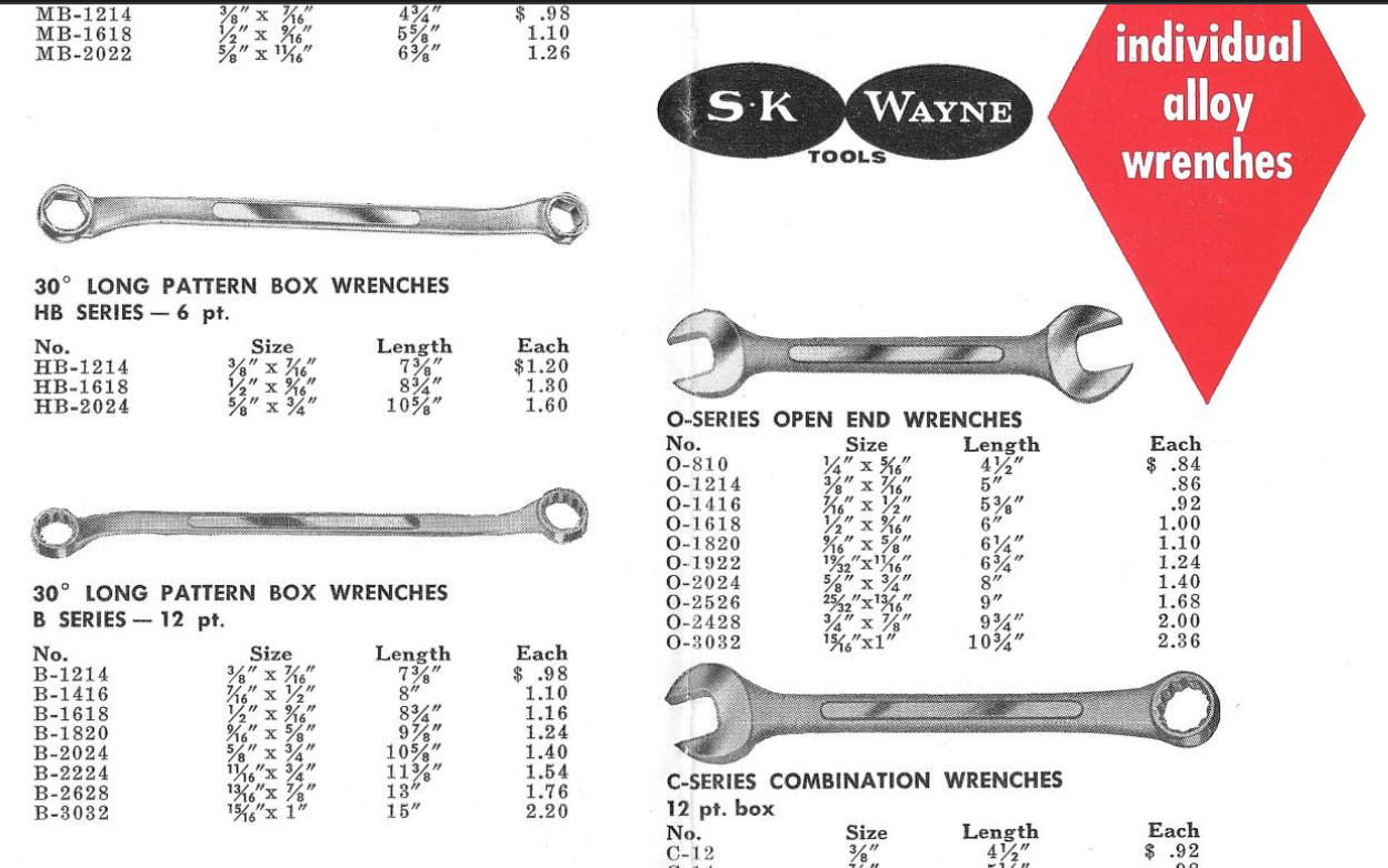 S-K Wayne # B-3032 12pt. Box End Wrench 1″ x 15/16″ x 15-1/2″ Vintage 1960’s Era