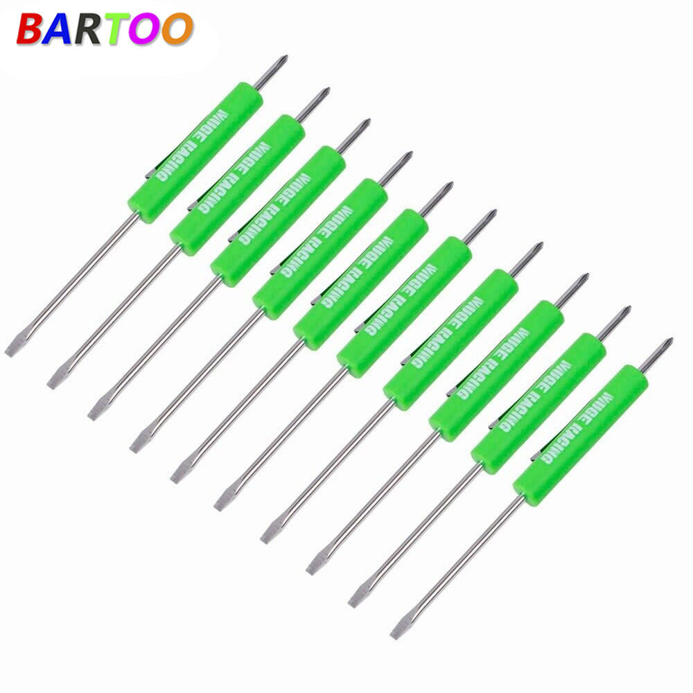 Green 10PCS Mini Pocket Screwdriver Flat Head Tip with Phillips Top Pocket Clip