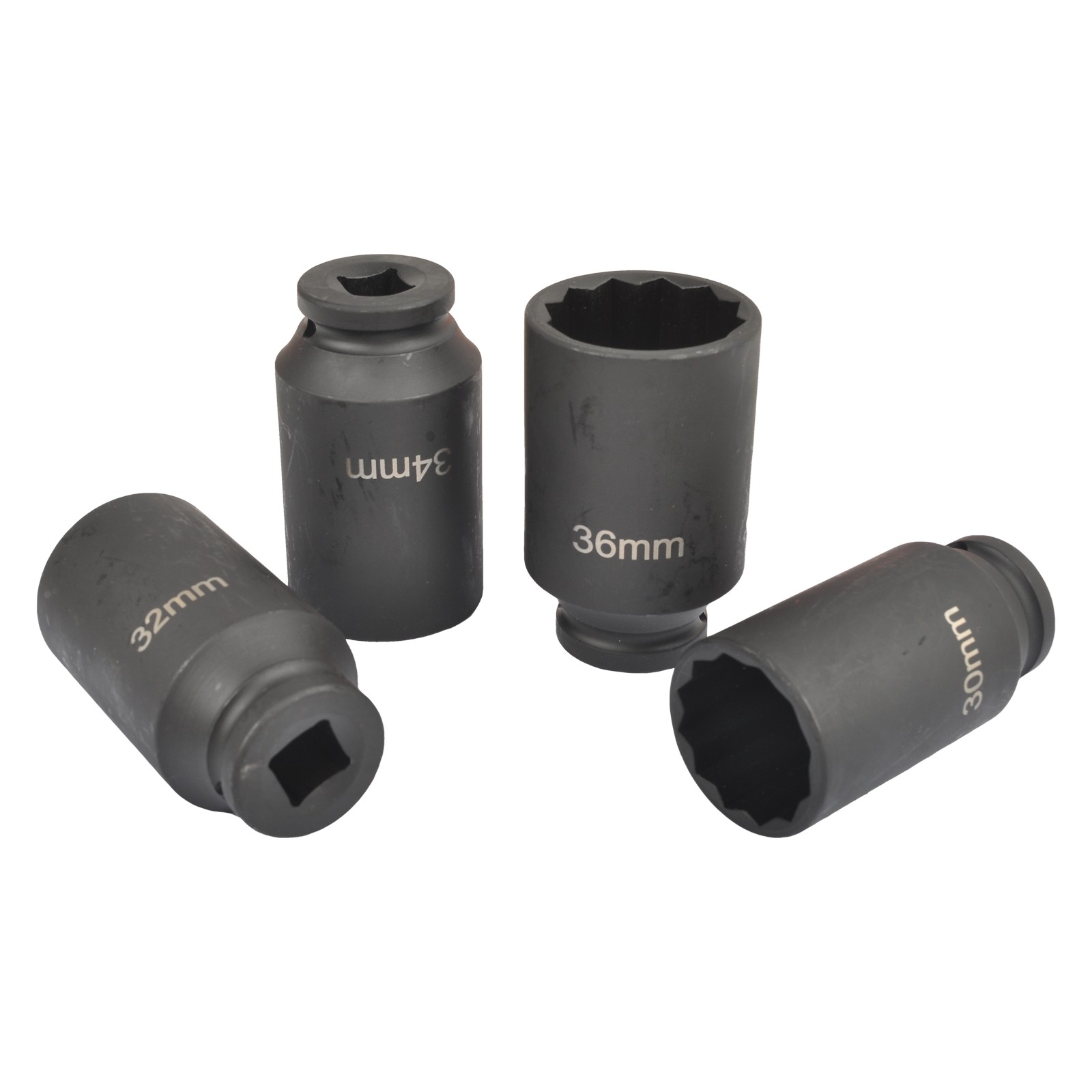 1/2″ Drive 12 Point CR-MO Deep Axle Nut Impact Socket Set-30mm,32mm,34mm,36mm