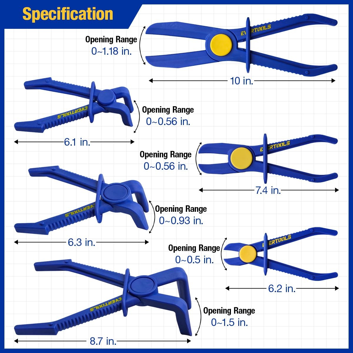 Juego Pinzas Mangueras 6pz Radiador Frenos Combustible Pinch Off Pliers Tool Kit