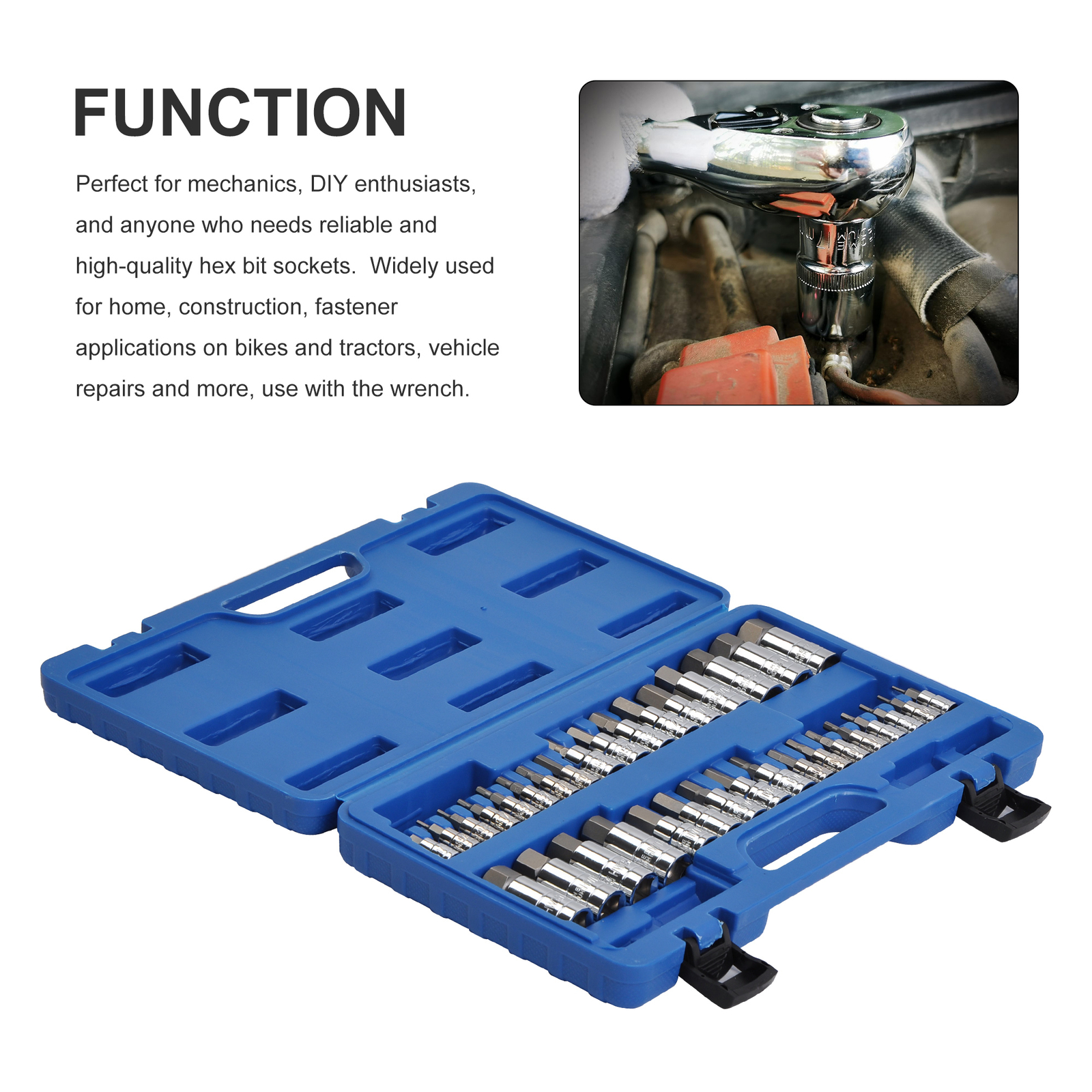 Master Hex Bit Set | 34pc SAE & Metric Socket Set Standard Allen 1/4″ 3/8″ 1/2″
