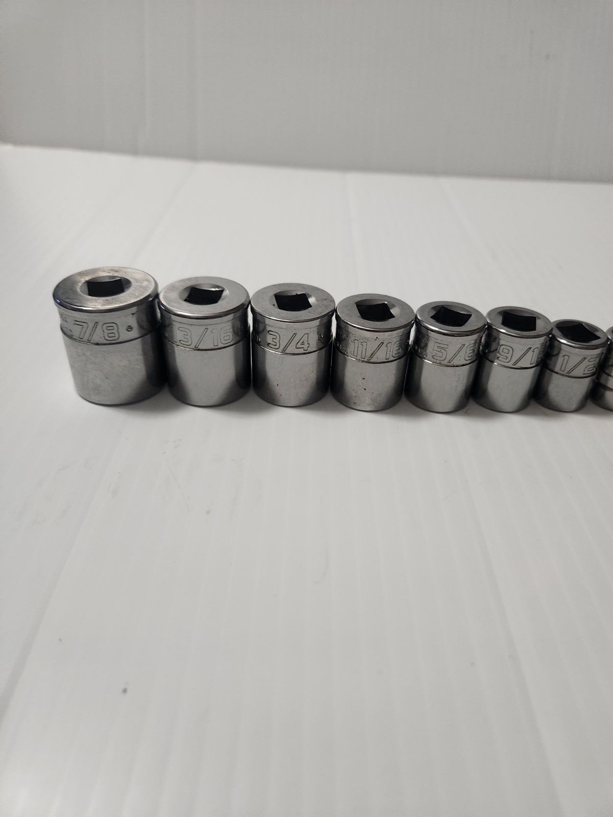 Snap-on 11pc 3/8 SAE Drive Shallow Flank Drive Socket Set 211FSY New