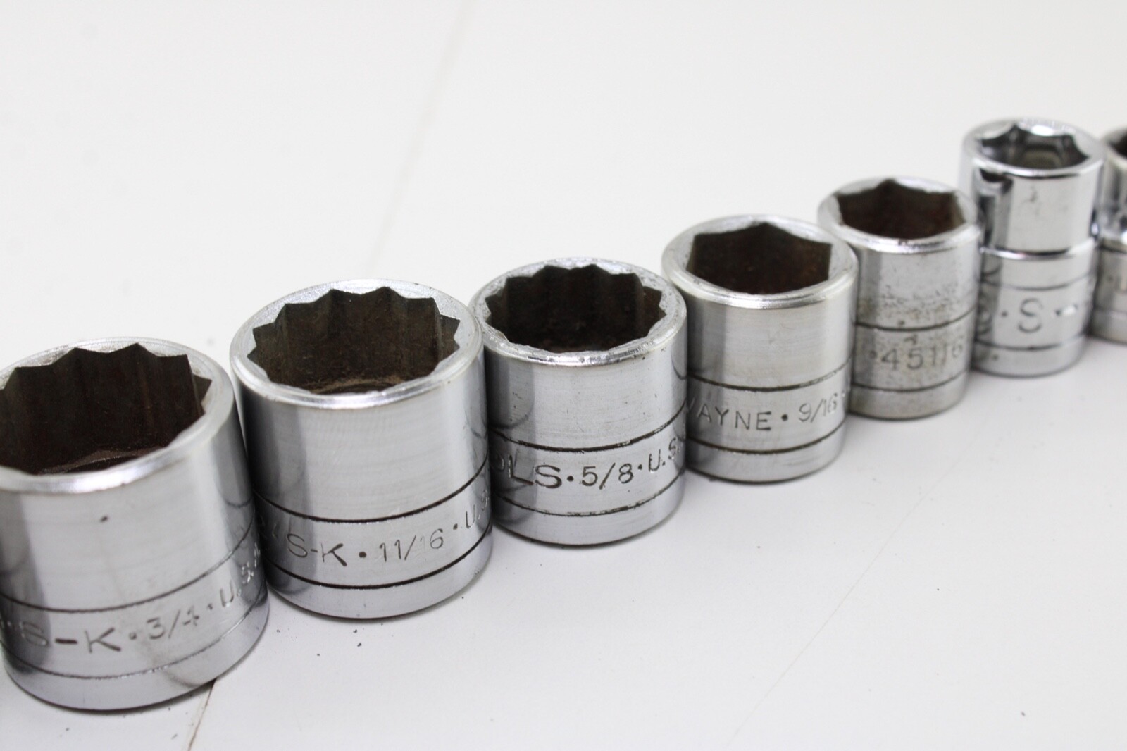S-K Tools 45128-45112 7/8″-3/8″ 3/8″ Drive 9 Piece 12/6 Point Sockets Set USA