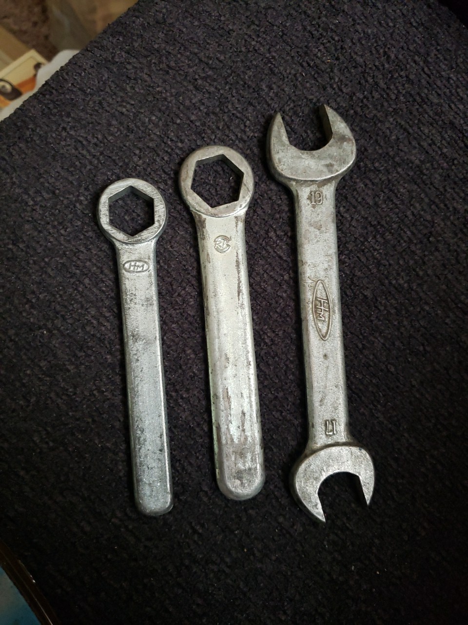 Honda Motors Metric Wrenches Kowa S2, Box End 19mm, Open End 17, 19 Lot of 3