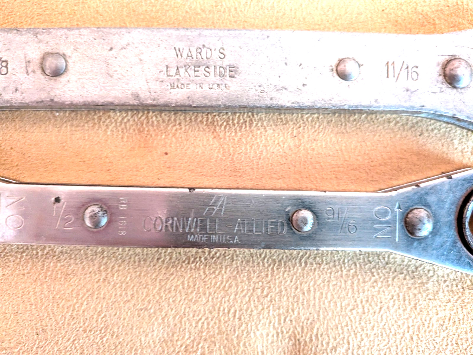 Wards Lakeside 1/2×9/16,Cornwell Allied 5/8×11/16 Reversible Ratcheting Wrenches