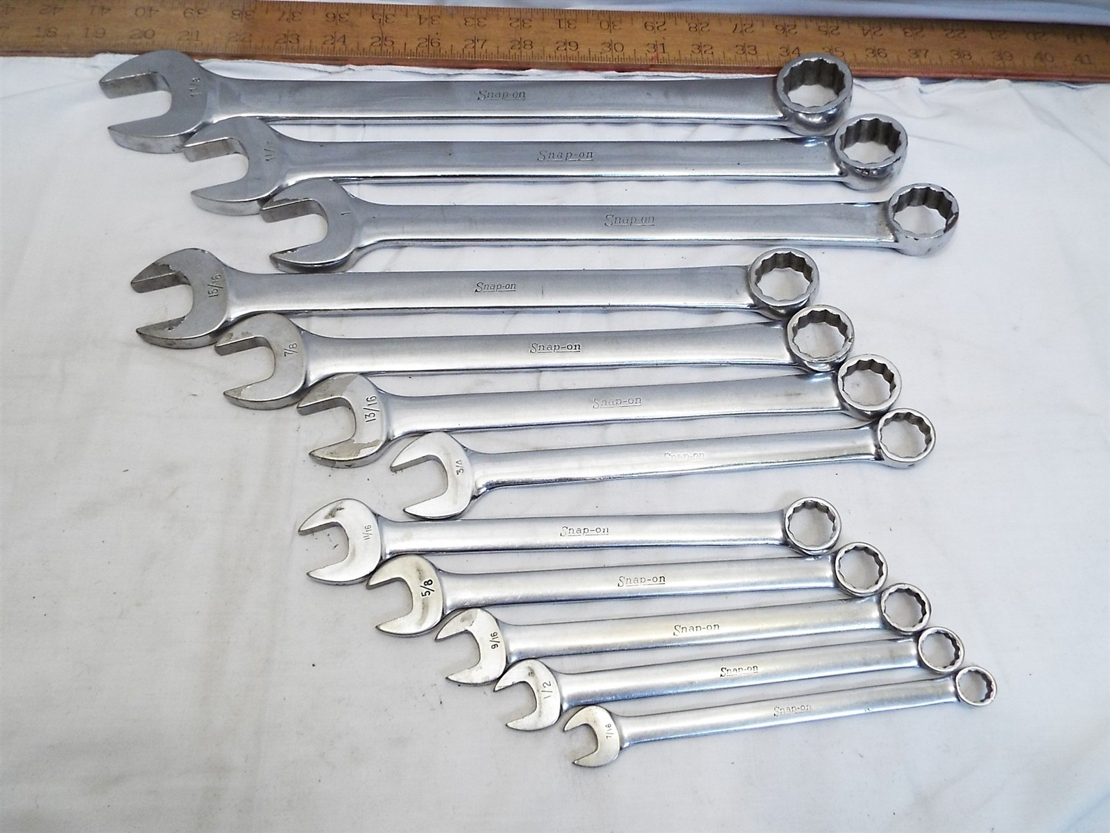 Set 12 Snap-On Combination SAE Wrenches 7/16″ to 1-1/8″ OEX 14-36