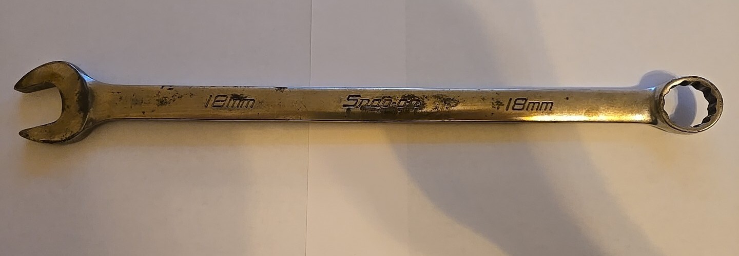 Snap On 18MM 12PT Long Chrome Combination Wrench OEXLM18B