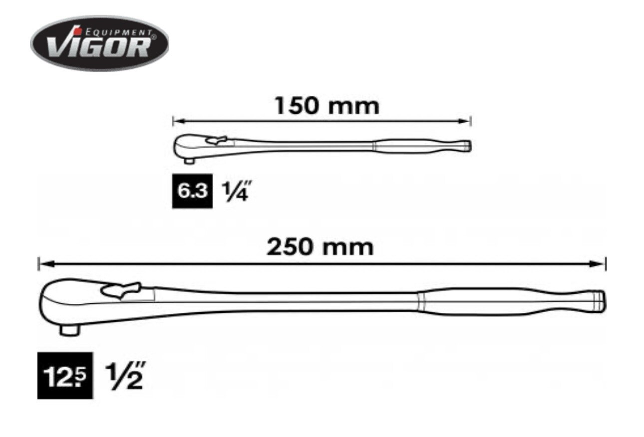 Vigor V4950-S FineTooth Reversible Ratchet Set 1/4″-1/2″ 2 Piece Closed Steel