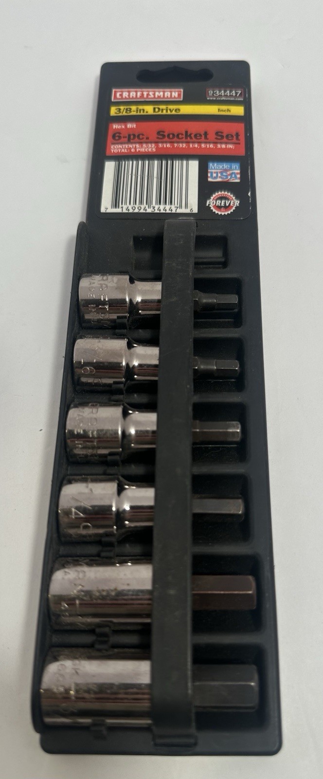 Sears Craftsman USA 6pc Socket Set 3/8 Drive SAE 34447 Hex Bit 1 Used 5 New