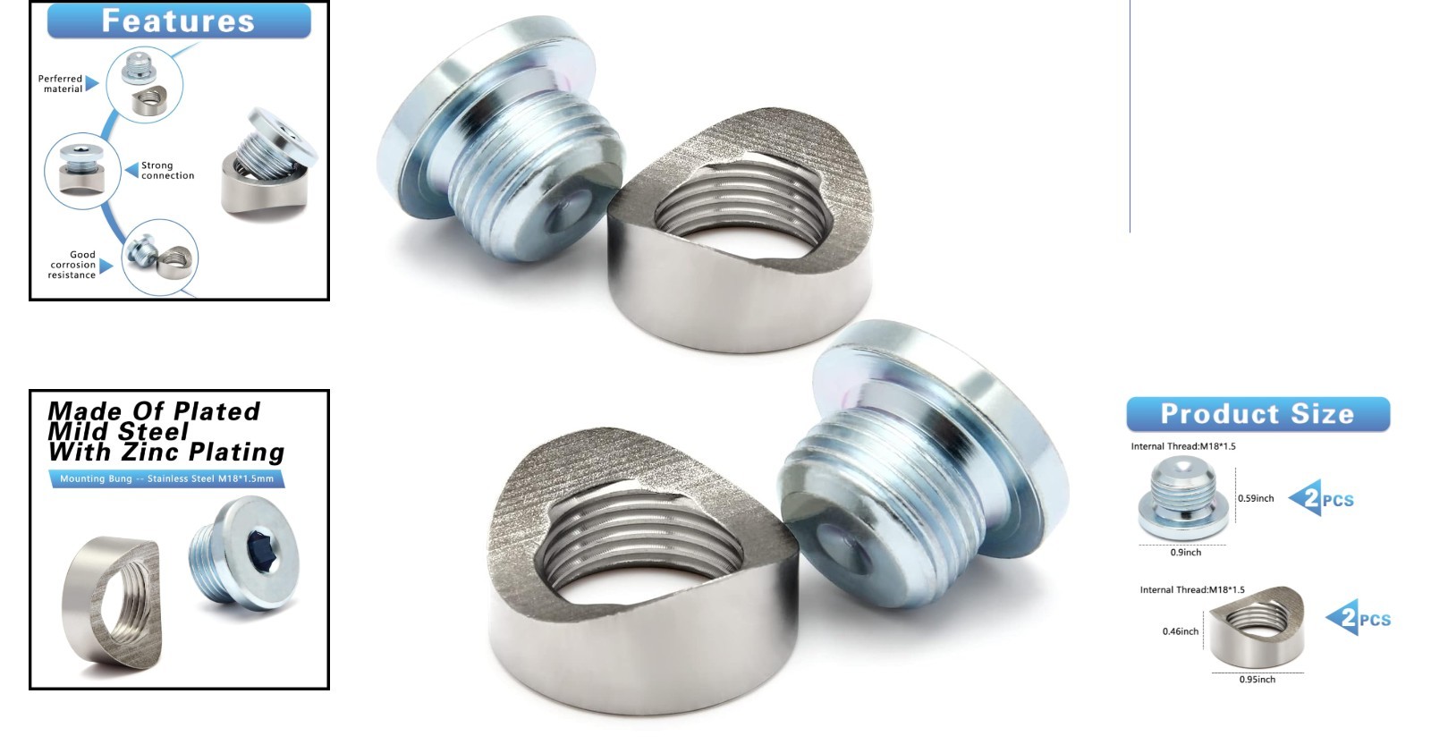 Durable Weld Bung and Plugs Set – 304 Stainless Steel for Custom Installations