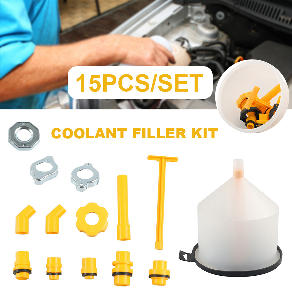 No-Spill Coolant Funnel Kit Spill Proof Funnel Bleeder with Adapters Universal