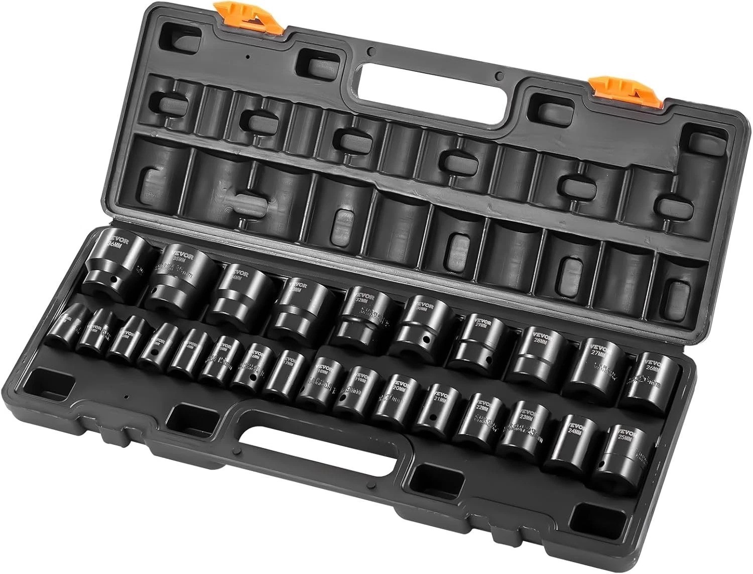 Compact 1/2″ Drive Impact Socket Set – 26-Piece Metric Set with 6-Point Design