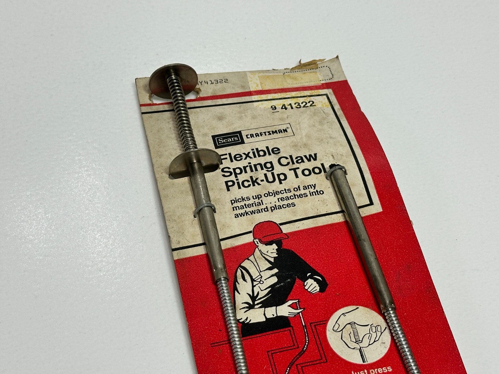 NOS Sears Craftsman 41322 USA Flexible Spring Claw Pick-Up Tool w/ Original Back
